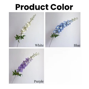 Flores de Delphinium Personalizadas en Azul, Morado y Blanco, 124 cm, Flor Artificial de Tela de Seda para Decoración del Hogar y Bodas - Product Image 3
