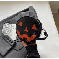 Halloween tas selempang berbentuk labu putih dompet pesta baru kulit PU tas Halloween bentuk labu wanita