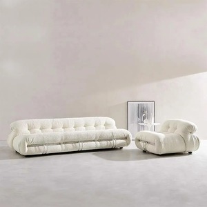 Tobia Scarpa <span class=keywords><strong>Soriana</strong></span> Loveseat Banco Marco de acero inoxidable Sofá seccional Tela Un asiento Sala de estar Sofá Conjunto INS Famoso - Product Image 1