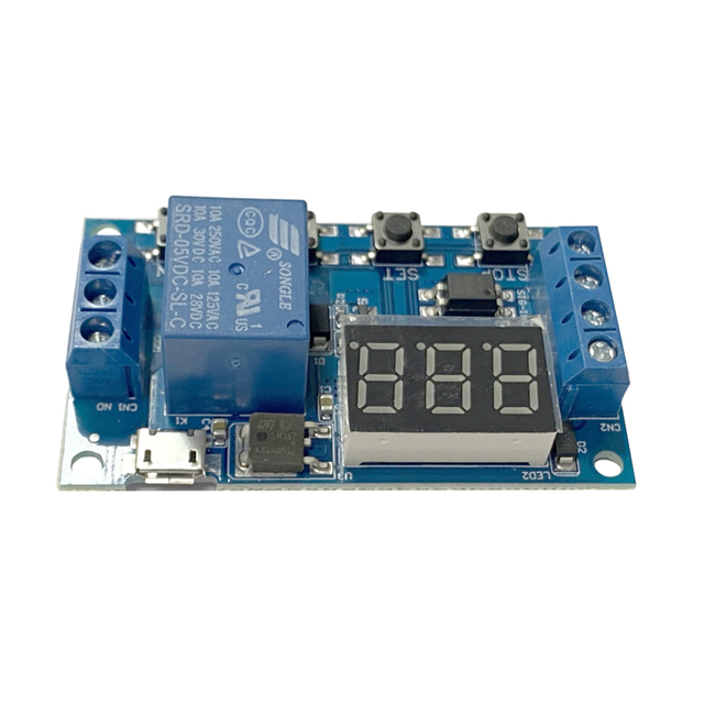 One Relay Module with Power-Off Disconnection Trigger Cycle Timing Circuit Switch FR-4 Material Blue Color PCB & PCBA Board