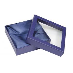 Caja de joyería azul con ventana 56042, embalaje de regalo premium para anillos, collares y pulseras - Product Image 1