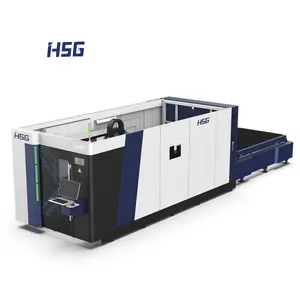 Mesin Pemotong Laser Lembaran Baja Pemotong Pelat Logam dengan Sumber Laser Serat Ipg 6000Mm * 2000Mm Sistem Laser HSG