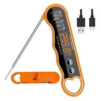 Thermomètre numérique rechargeable pour viande avec grand écran LED, en plastique, étanche, pour cuisine, four, barbecue et grillades