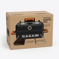 Barbecue portable au charbon de bois avec thermomètre et couvercle, pieds pliables, réchaud compact pour le camping, les pique-niques et le jardin