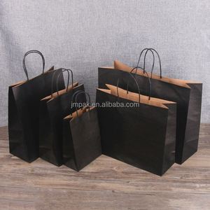 Bolsas de Compra de Papel Kraft Negro Multicolor Biodegradables y Ecológicas con Asas Retorcidas Impresas Personalizadas para Uso en Supermercados - Product Image 1