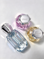 Flacon de parfum de luxe de 35 ml, flacon de parfum carré unique en verre avec emballage en boîte, fabrication Woran