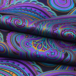 Yili ผ้าแจ็คการ์ดผ้าโพลีเอสเตอร์ระดับไฮเอนด์ลายดอกไม้เม็ดมะม่วงหิมพานต์สีม่วงฟ้าทองหรูหราหรูหราหรูหรา - Product Image 3