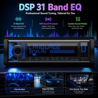 Autoradio 1 DIN DSP avec écran LCD, 8 sorties RCA 5V, alignement temporel pour projets d'installation d'amplificateur et de subwoofer