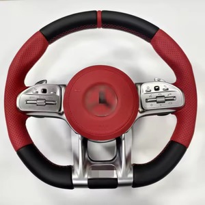 Volant <span class=keywords><strong>sport</strong></span> à 4 branches en cuir perforé avec marqueur rouge, compatible avec <span class=keywords><strong>Mercedes</strong></span> W204 C63 W172 809 AMG - Product Image 3