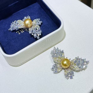Broche de Mariposa de Hada con Incrustaciones de Microcirconitas de Grado 5A de Zhenyun, Perla Natural de Agua Dulce, Flor de Pecho, Elegante - Product Image 3