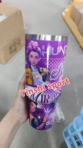 Niet Moq Aangepaste Anime Huntrix <span class=keywords><strong>K</strong></span> Pop Heksenjacht Team Kpop Demonenjagers Met Deksel Stro Gloed In De Donkere Theromos 20Oz 40Oz - Product Image 5