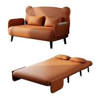 Canapé-lit deux places pliable tout-en-un avec cadre en acier, convertible en siège inclinable, en cuir microfibre, moderne et simple pour salon
