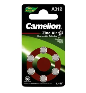 A312 Camelion batería de botón de León volador 1,45 V zinc aire audífono batería coclear