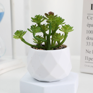 Bürodekoration Keramik-Blumentopf kleiner Kunststoff-Bonsai Minikitze künstliche Sukkulenten im Topf - Product Image 2