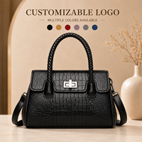 Sac à bandoulière de qualité pour femme, sac à main motif crocodile, poignée tressée élégante, mode, OEM ODM, vente en gros personnalisée, MOQ 20 pièces