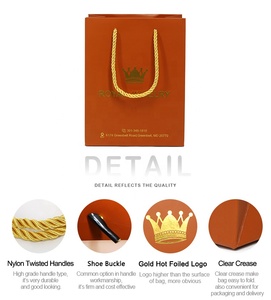 Biểu tượng tùy chỉnh thiết kế lớn màu cam giấy mua sắm túi với sợi dây thừng xử lý cho giày Boutique cửa hàng - Product Image 4