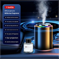 Diffuseur d'aromathérapie automobile à pulvérisation automatique, éliminateur d'odeurs, en alliage d'aluminium, lumière d'ambiance colorée, ciel étoilé, alimenté par USB