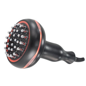 Heated Vibrating Massage Brush With Red Light Therapy Handheld Mini Gua Sha Device Black <b>ABS</b> Material - Product Image 1