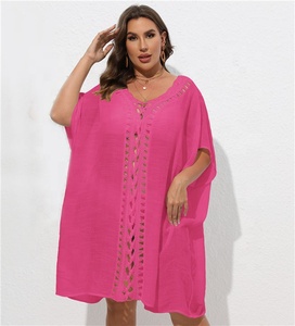 <strong>Plus</strong> <strong>Size</strong> Swim Cover up Ladies Summer Crochet Hollow Out Sun Beach Skirts <strong>Kimono</strong> Cover up Beach Dress with 11 Colors - Product Image 3