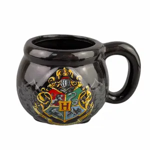 Wholesale Witch Coffee Mug Novelty Harry 3D Ceramic Mugs Promotional gifts Custom Hogwarts College Crest Cauldron Mug