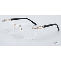 Haoya W25601 Monturas de Gafas Metálicas Unisex, Montura Óptica sin Aro, Diseño de Moda, Logotipo Personalizado, para Todas las Formas de Rostro