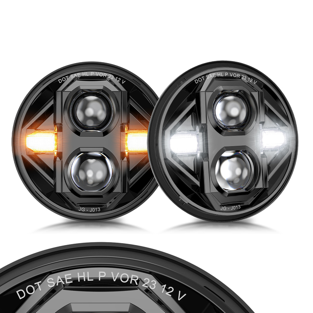 IP68 DOT Emark Halo Ring DRL Angle Eye Amber Round 24V 12V 7 Inch Led Headlight for CJ