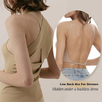 Brasier Sexy Escote en U Profundo con Espalda Descubierta Push-Up Multiusos Transpirable con Aumento de Busto y Copa en V para Mujer