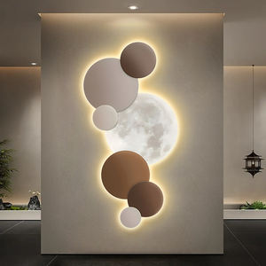 Decoración Moderna para el Hogar, Cuadros de Luna, Impresión con Grabado UV, Póster Redondo con LED, Obra de Arte de Cristal y Porcelana, Pintura Abstracta y Arte de Pared - Product Image 3