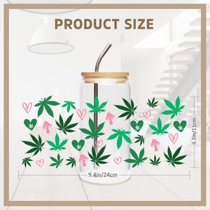 Transfert UV DTF personnalisé pour gobelet de 16 oz, motif feuille d'alien, résistant à l'eau, à appliquer par frottement - Product Image 3