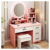Coiffeuse moderne en verre avec miroir à led Coiffeuse en bois pour maquillage