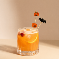 Halloween bamboe fruitprikkers pompoen spook vleermuis design gemengde kleuren feesttaartdecoratie groothandel