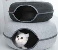 Lit de grotte de chat en feutre ultra-confortable-Idéal pour les chats d'intérieur