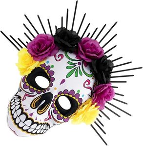 Masque de squelette en sucre Rose du Jour des Morts mexicain pour Halloween, fête costumée, unisexe, crâne en sucre - Product Image 6