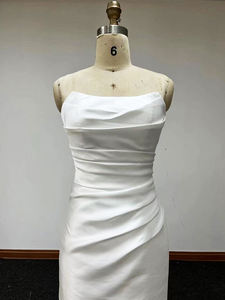 2025 nuevo vestido <span class=keywords><strong>de</strong></span> novia <span class=keywords><strong>de</strong></span> sirena blanco plisado <span class=keywords><strong>de</strong></span> satén blanco elegante <span class=keywords><strong>de</strong></span> estilo Simple para <span class=keywords><strong>boda</strong></span> <span class=keywords><strong>Civil</strong></span> Simple - Product Image 2