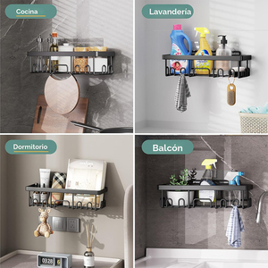 Nuovo 2026 Portaoggetti da Bagno in Acciaio <span class=keywords><strong>Inox</strong></span>, Mensola per <span class=keywords><strong>Doccia</strong></span>, Organizzatore da Bagno 6 Pezzi Senza Foratura con Portasapone - Product Image 2