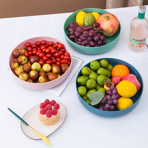 Modern Fruit Platter Set Plastic Large Bowl With <b>Toothpick</b> Holder For Party Snacks And Dried Fruits Colorful Design - Product Image 1