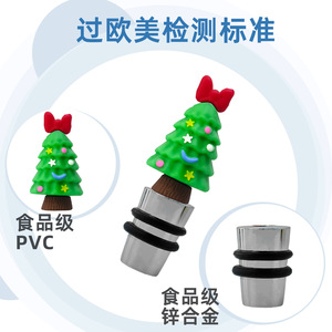 Christmas Tree Wine Stoppers Silver PVC Bottle Seal For <b>Red</b> Wine Champagne Spirits Decorative Stopper With <b>Bow</b> Design - Product Image 4