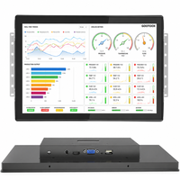 Écran tactile capacitif industriel IP65 de 7', 10.1', 13.3', 15.6', 21.5' avec panneau frontal, moniteur LCD 16:9, VGA, VESA, signalisation numérique