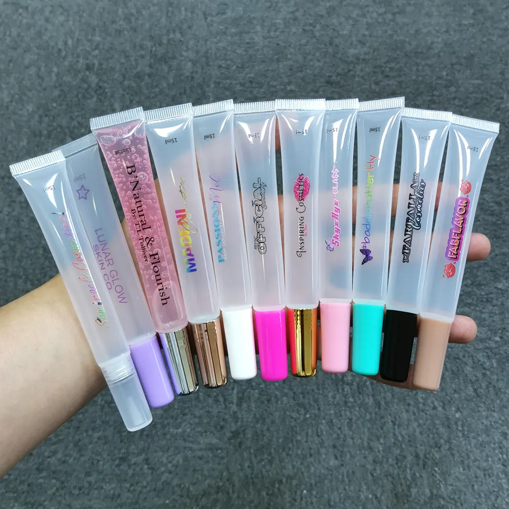 Hot bán OEM ODM tùy chỉnh bóp rỗng Lip Gloss nhựa mềm ống Lipgloss Ống mỹ phẩm bao bì Ống