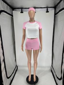 Viviblook Z311ST08 Conjunto Deportivo de Yoga con Estampado de Leopardo, Top Corto con Hombros Descubiertos y Pantalones Cortos Elásticos con Diadema para Mujer - Product Image 6