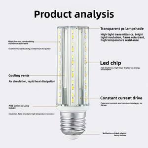 בהירות גבוהה לחסוך אנרגיה e27 בורג 15w מלא כוח משתנה בית סלון הרגל ladowless הוביל אור נורה תירס - Product Image 3