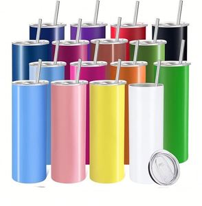 Wholesale 20oz 30oz Stainless Steel Straight Skinny Tumblers with for <b>Straw</b> Lid DIY Printing Gift for White for Sublimation Blan - Product Image 2