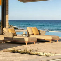 Canapé en rotin de style européen pour l'extérieur, haut de gamme, imperméable, résistant au soleil, en alliage d'aluminium, meubles de jardin, patios, terrasses, balcon