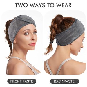 Bandeau en microfibre personnalisé avec logo brodé à bon prix Bandeau pour spa et douche maquillage Bandeau pour laver le visage - Product Image 3