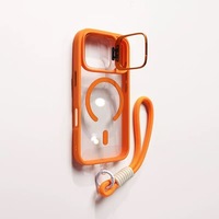 Coque de téléphone magnétique transparente antichoc avec objectif anti-jaunissement et support de cadre avec cordon pour iPhone 17 Pro Max/16/15/14/13/12