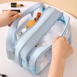 HANFEIZI Bolsa Organizadora de Maquillaje Grande y Portátil para Mujer, Neceser de Viaje Versátil con Cierre de Cremallera, Asa Suave de Cuero PU, Lavable - Product Image 6