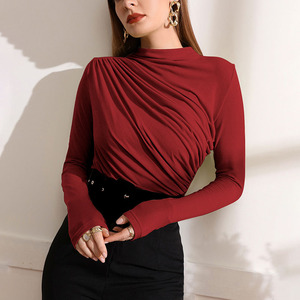RNSHANGER Maglietta Autunnale Elegante a Tinta Unita con Collo Alto e Maniche Lunghe, Casual e Aderente per <span class=keywords><strong>Donna</strong></span> - Product Image 3