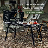 Rechteckiger Tragbarer Outdoor-Klapptisch mit Eierkarton-Platte aus Aluminium, Höhenverstellbarer Taktischer Grill- und Campingtisch