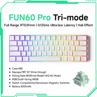 Clavier de jeu mécanique AKKO FUN60 Pro à effet Hall magnétique OEM, taux de polling 8K, 61 touches, USB-C, ARGB programmable, Hot-Swap