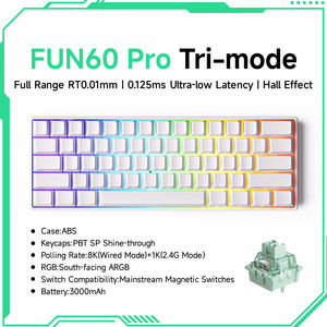 <span class=keywords><strong>Clavier</strong></span> mécanique de jeu magnétique à effet Hall FUN60 <span class=keywords><strong>Pro</strong></span> ISO, taux de polling 8K, 61 touches, USB-C, ARGB programmable - Product Image 3
